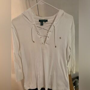 Lauren Ralph Lauren White Hoodie Size Large Like New